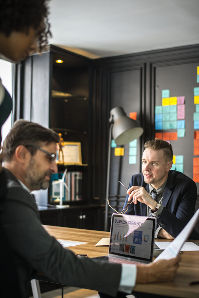Marketing team discussing a social media campaign
